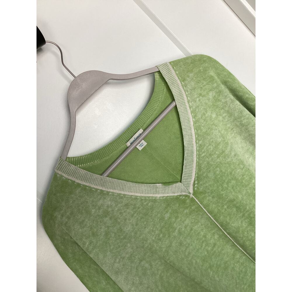 Sundance V-neck knit 3/4 sleeve‎ top green distressing color size large cotton - Picture 2 of 8
